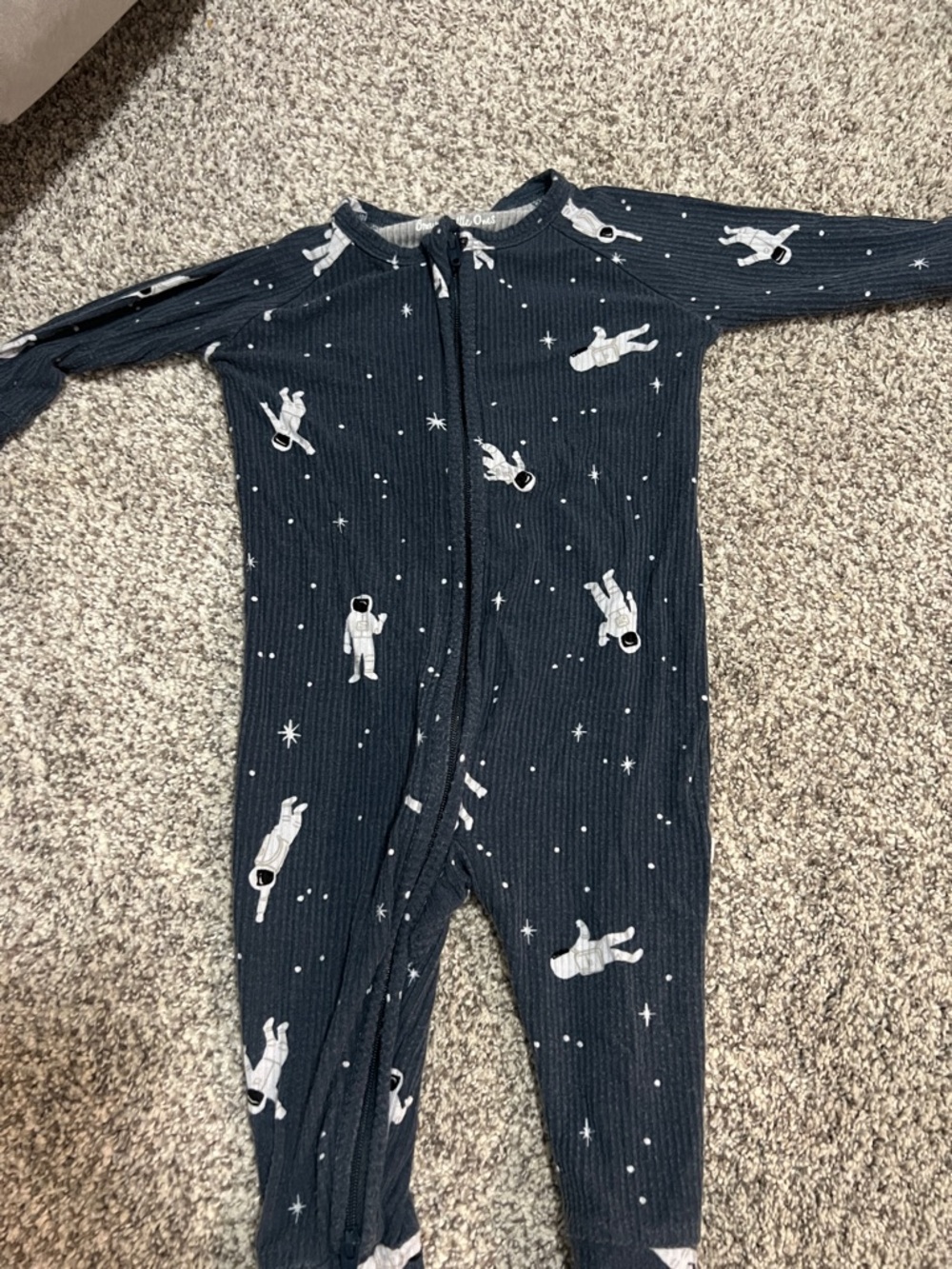 Navy Astronaut Print Kids Zip-Up Footie